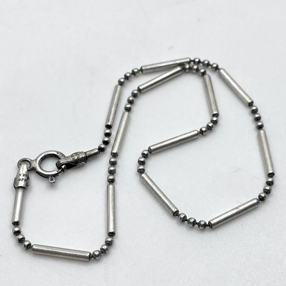VTG Sterling Silver Dot & Dash Bracelet 9” Stamped & Hallmarked